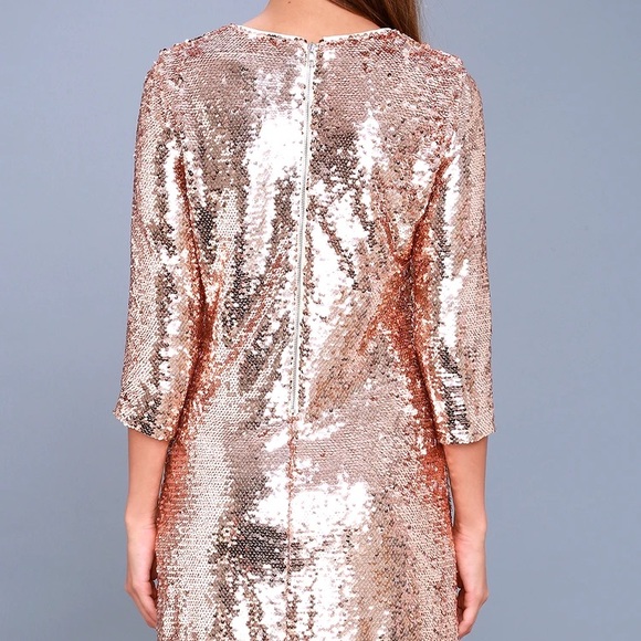 Lulu’s Main Event Rose Gold Sequin Sheath Dress size Small - Picture 3 of 4